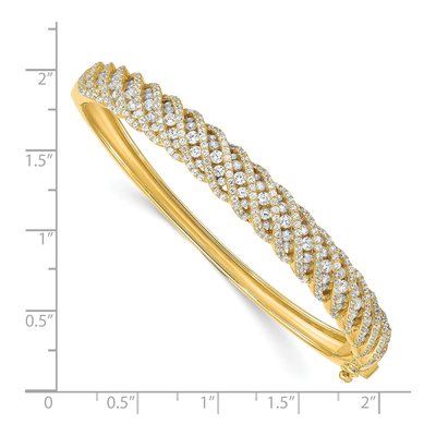 Gold-Plated Sterling Silver CZ Hinged Bangle Bracelet – view 3