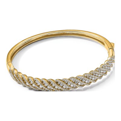 Gold-Plated Sterling Silver CZ Hinged Bangle Bracelet – view 5