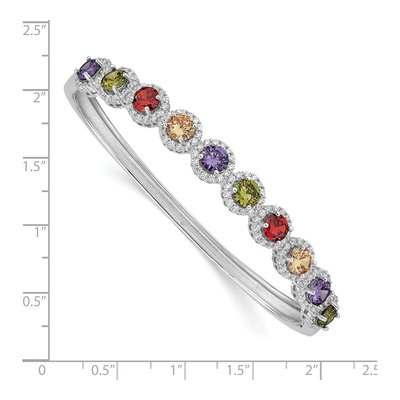 Sterling Silver CZ Hinged Bangle Bracelet – view 2