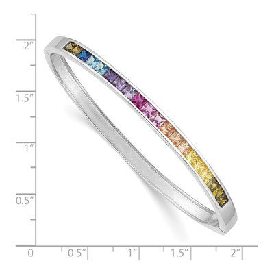 Sterling Silver Rhodium CZ Channel Bangle Bracelet – view 2