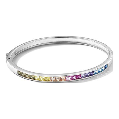 Sterling Silver Rhodium CZ Channel Bangle Bracelet – view 4