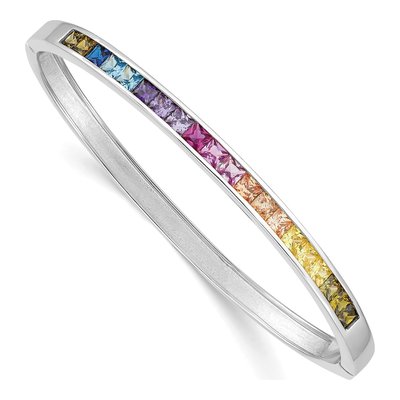 Sterling Silver CZ Channel Bangle Bracelet