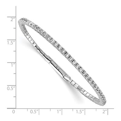 Sterling Silver CZ Flexible Bangle Bracelet – view 3