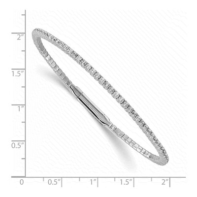 Sterling Silver CZ Flexible Bangle Bracelet – view 3