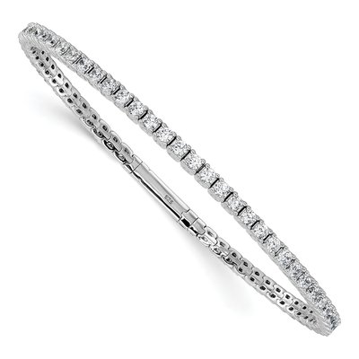 Sterling Silver CZ Flexible Bangle Bracelet