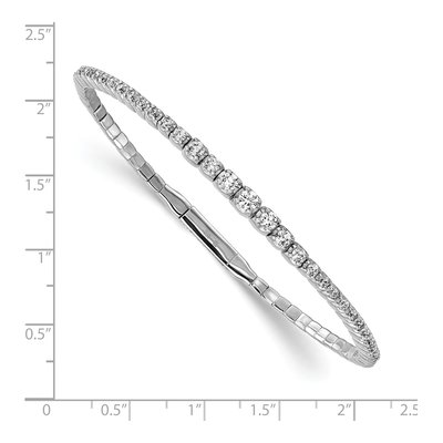 Sterling Silver CZ Flexible Bangle Bracelet – view 3