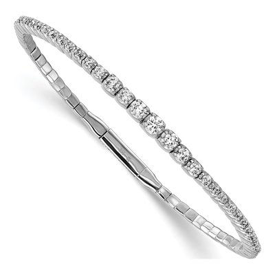 Sterling Silver CZ Flexible Bangle Bracelet