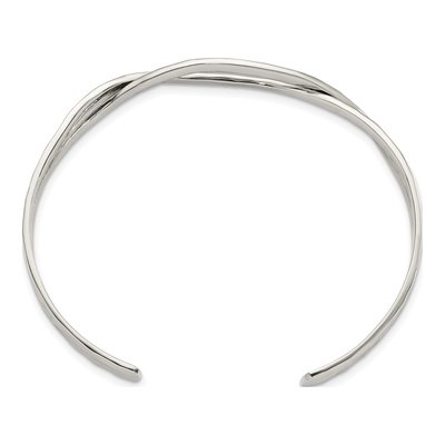 Sterling Silver Hammered Criss Cross Cuff Bracelet – view 3