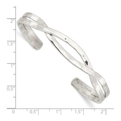Sterling Silver Hammered Criss Cross Cuff Bracelet – view 4