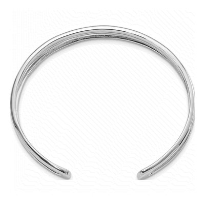 Sterling Silver Three Line Cuff Bracelet – view 3