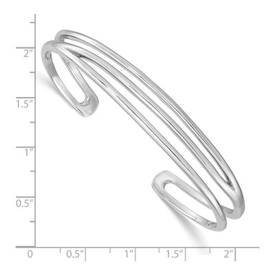 Sterling Silver Three Line Cuff Bracelet – view 4