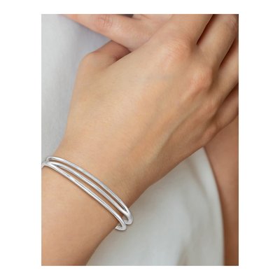 Sterling Silver Three Line Cuff Bracelet – view 5