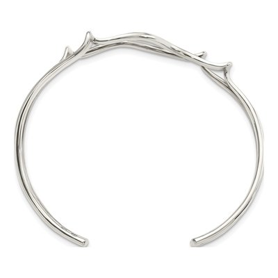 Sterling Silver Wavy Cuff Bracelet – view 3