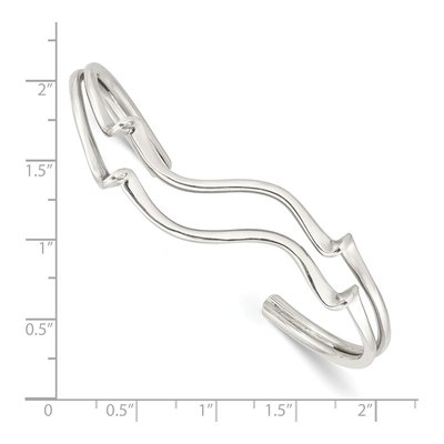 Sterling Silver Wavy Cuff Bracelet – view 4