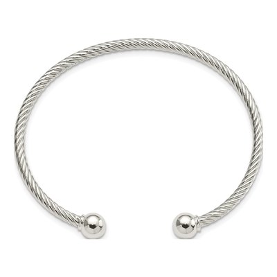 Sterling Silver Twisted Ball Cuff Bracelet – view 3