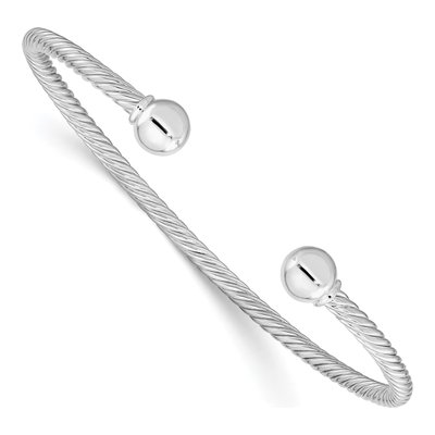 Sterling Silver Twisted Ball Cuff Bracelet