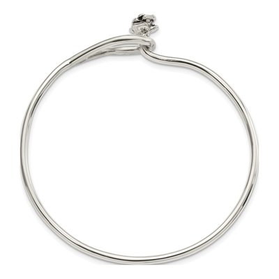 Sterling Silver Flower Catch Bangle Bracelet – view 3