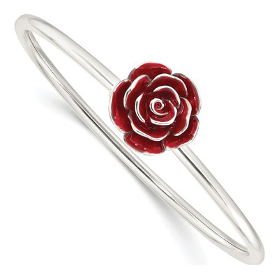 Sterling Silver Enameled Flexible Cuff Bracelet