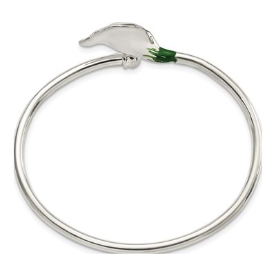 Sterling Silver Enameled Lily Flexible Bangle – view 2