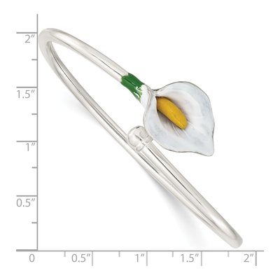 Sterling Silver Enameled Lily Flexible Bangle – view 3