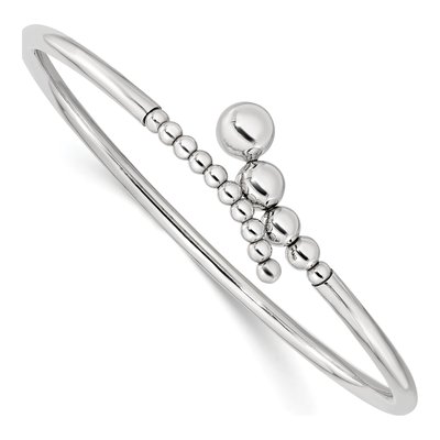Sterling Silver Beaded Flexible Cuff Bracelet