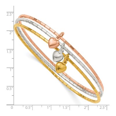 Sterling Silver Puffed Heart Set Bangle Bracelet – view 4