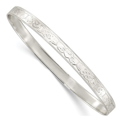 Sterling Silver Claddagh Slip-On Bangle Bracelet
