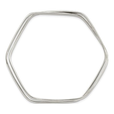 Sterling Silver Hexagon Slip-On Set Bangle Bracelet – view 3
