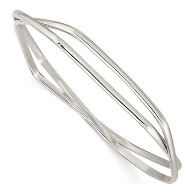 Sterling Silver Hexagon Slip-On Set Bangle Bracelet