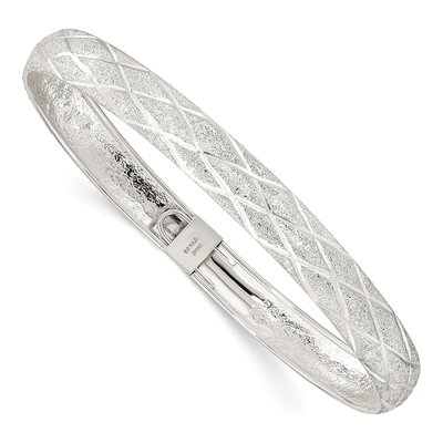 Sterling Silver Laser-Cut X-Design Bangle Bracelet