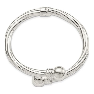 Sterling Silver Twist Hinged Bangle Bracelet – view 3