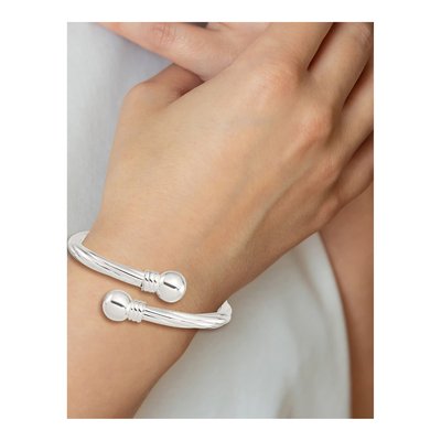 Sterling Silver Twist Hinged Bangle Bracelet – view 5
