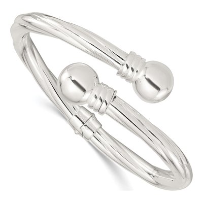 Sterling Silver Twist Hinged Bangle Bracelet