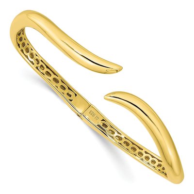 Gold-Plated Sterling Silver Wavy Hinged Bangle Bracelet