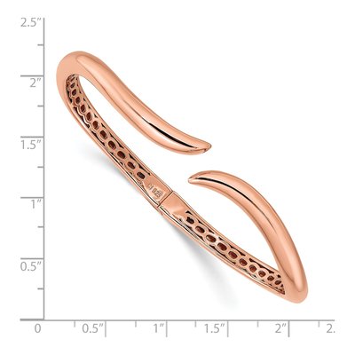 Rose Gold-Plated Sterling Silver Wavy Hinged Bangle Bracelet – view 3