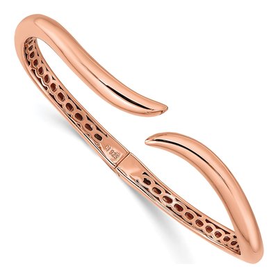Rose Gold-Plated Sterling Silver Wavy Hinged Bangle Bracelet
