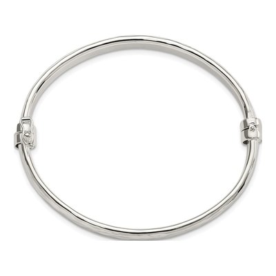 Sterling Silver Textured Hinged Bangle Bracelet – view 3