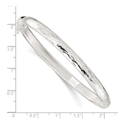 Sterling Silver Textured Hinged Bangle Bracelet – view 4
