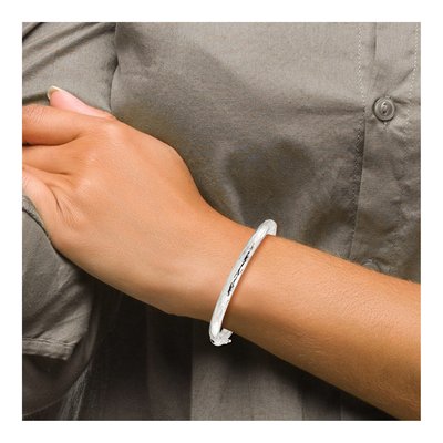 Sterling Silver Textured Hinged Bangle Bracelet – view 5