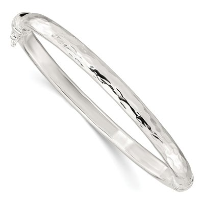 Sterling Silver Textured Hinged Bangle Bracelet