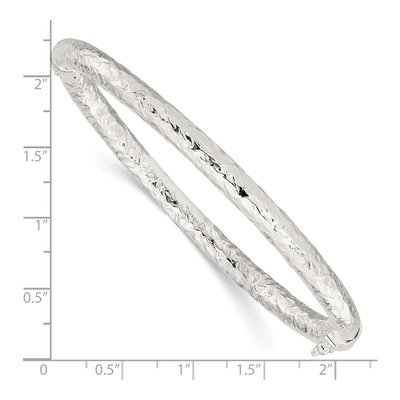 Sterling Silver Textured Hinged Bangle Bracelet – view 3