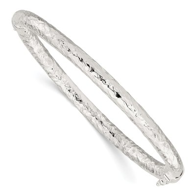 Sterling Silver Textured Hinged Bangle Bracelet