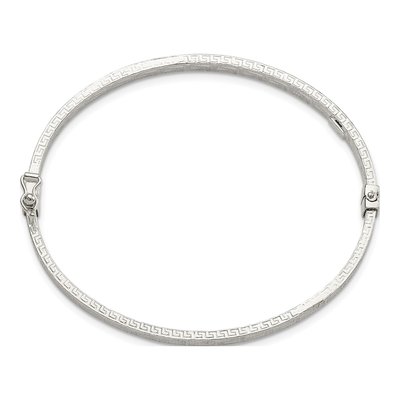 Sterling Silver Greek Key Hinged Bangle Bracelet – view 3