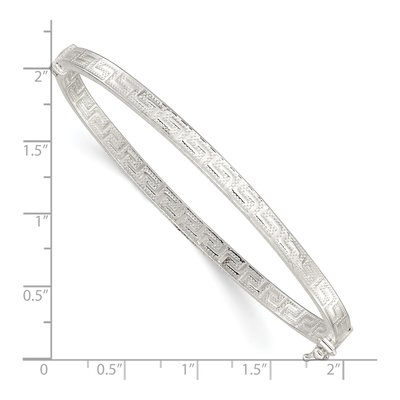 Sterling Silver Greek Key Hinged Bangle Bracelet – view 4