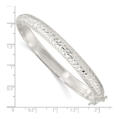 Sterling Silver Diamond-Cut Hinged Bangle Bracelet – view 4