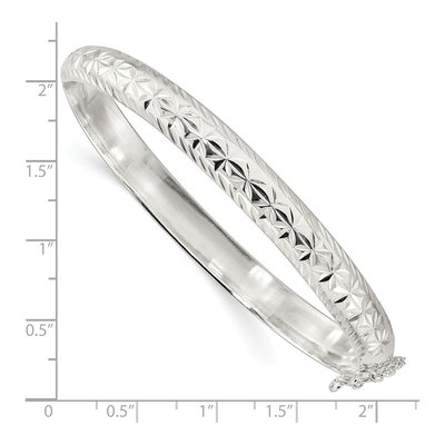 Sterling Silver Diamond-Cut Hinged Bangle Bracelet – view 3