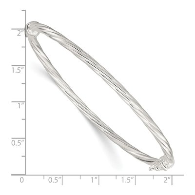 Sterling Silver Twisted Hinged Bangle Bracelet – view 4