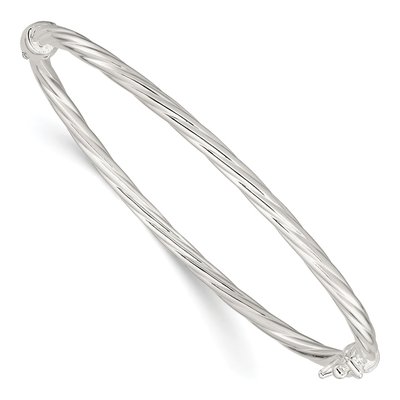 Sterling Silver Twisted Hinged Bangle Bracelet