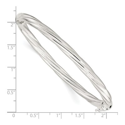 Sterling Silver Twisted Hinged Bangle Bracelet – view 3