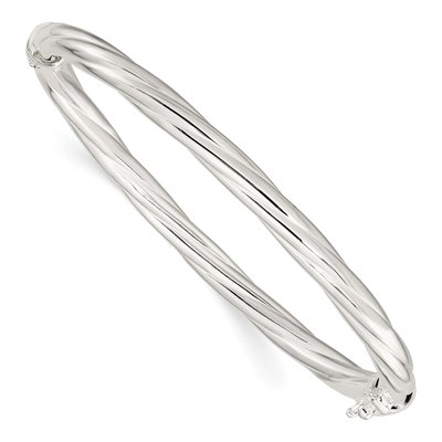 Sterling Silver Twisted Hinged Bangle Bracelet